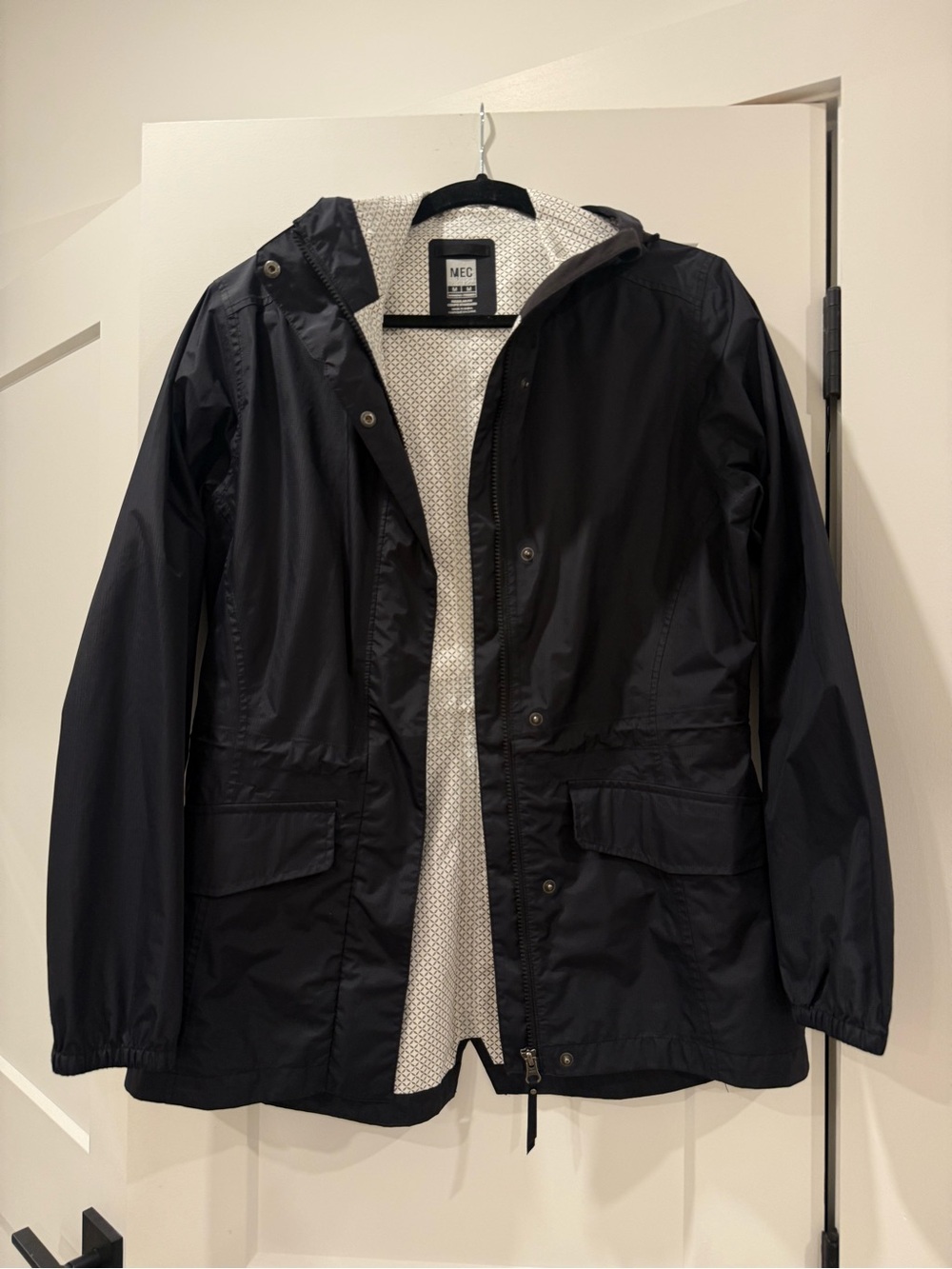 MEC Navy Hooded Raincoat with Contrast Lining